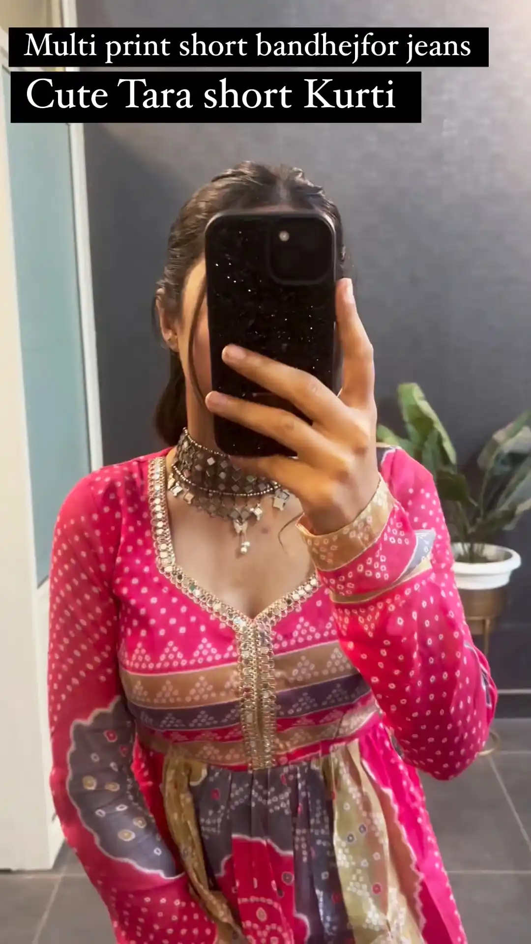 Multi Color Printed Short Bandhej Kurti.png